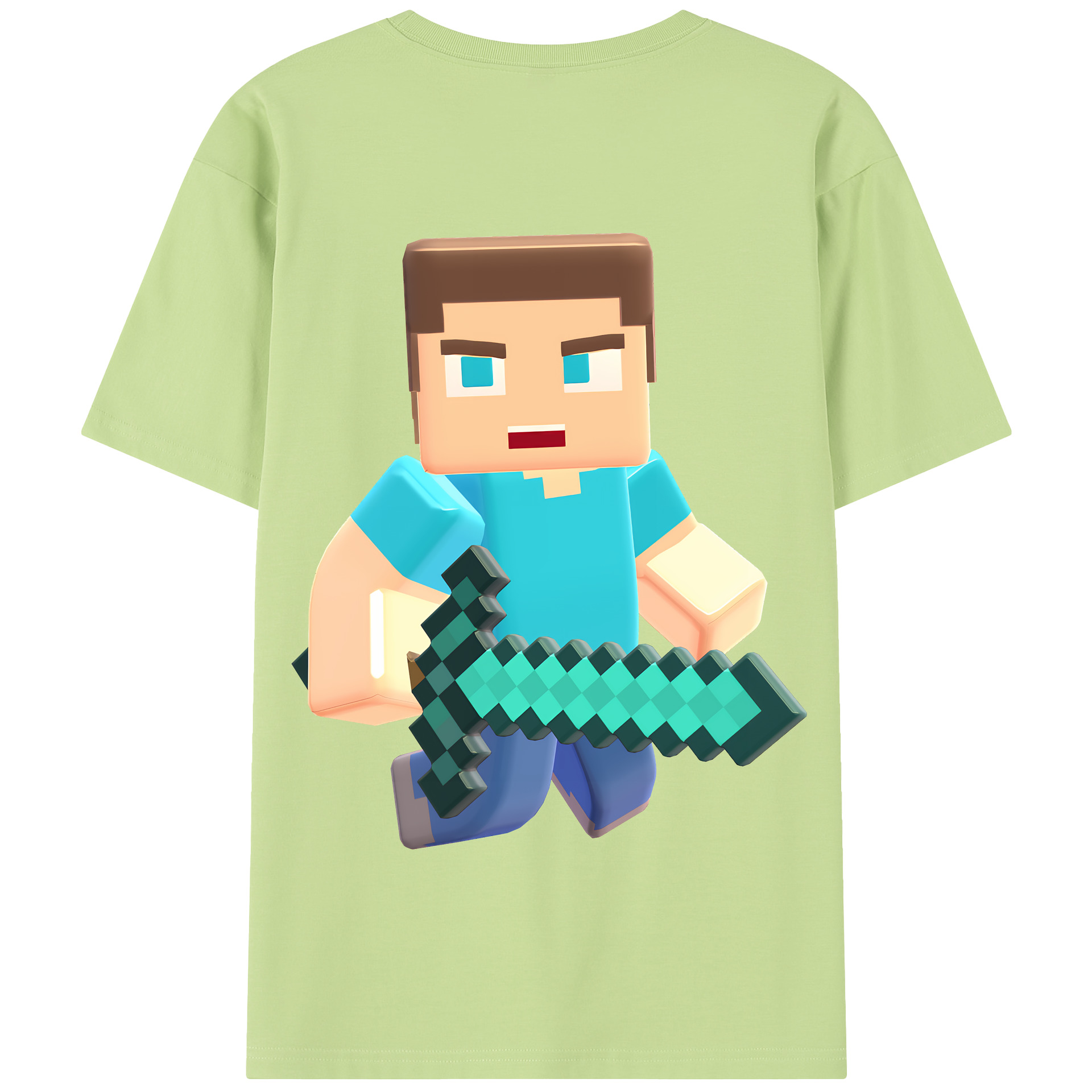 （画像用） マインクラフト ブロックの世界 Minecraft MC Block world 綿100％半袖Tシャツ（背面プリント）